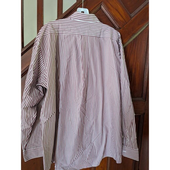 L.L.Bean Mens Wrinkle-Resistant Striped Button-Up Shirt Size 18 1/2 34-35 Cotton - Picture 2 of 8